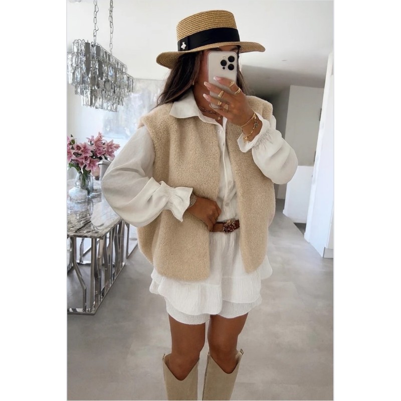 Veste sans manches moumoute