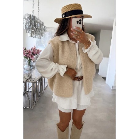 Veste sans manches moumoute