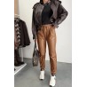 Pantalon en simili cuir taille élastique