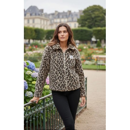 Veste texturée à imprimé animal